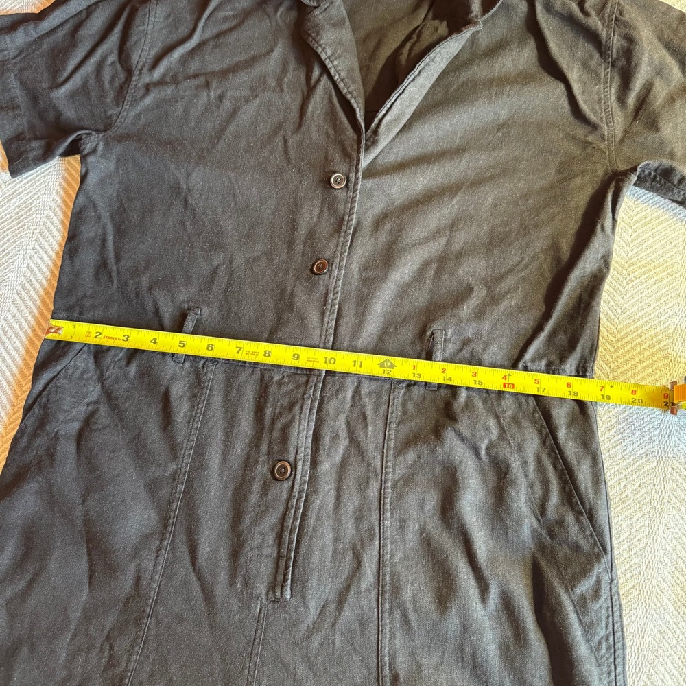 Wilfred Free Aritzia Black Linen Blend Button Front Short Sleeve Jumpsuit M - Picture 12 of 14